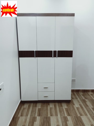 Tủ Quần Áo Gỗ Công Nghiêp 3 Cánh - Màu Óc Chó Cải Trắng